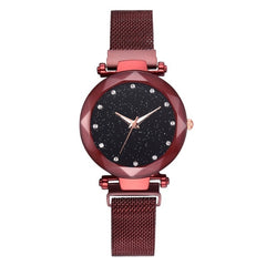 Relogio Feminino Fashion Women Starry Sky Watches Magnetic Mesh Belt Watch Women Dress Luminous Quartz Wristwatch Zegarek Damski